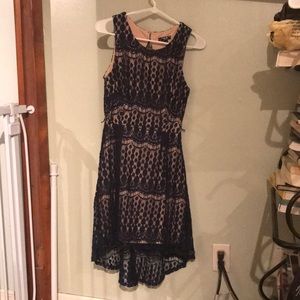 Lace dark blue and beige dress